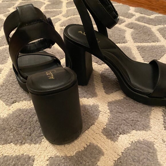 🖤 Chic Black Aldo Pillow Walk Berade Block Heels - Picture 4 of 7